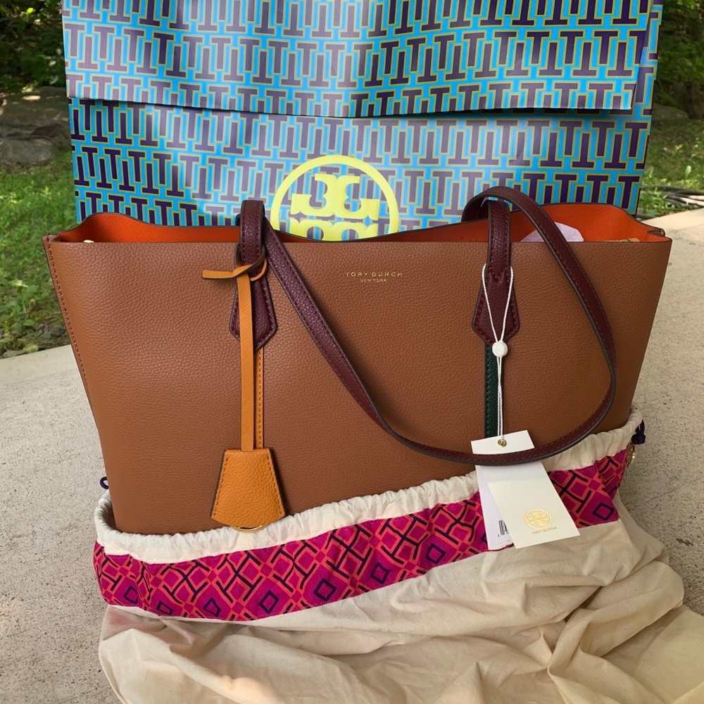 ⛔️SOLD⛔️Auth.TORY BURCH LEATHER TRI COLOR TOTE - Picture 8 of 16